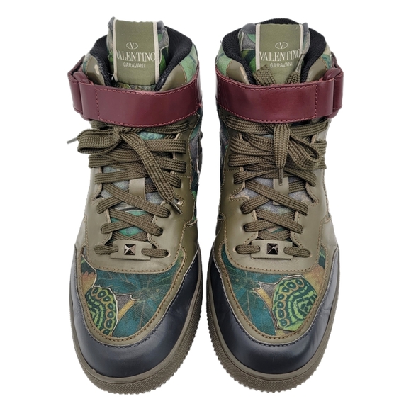 Valentino Garavani Rockrunner Camo Butterfly High Top Sneakers 42 - Picture 2 of 12